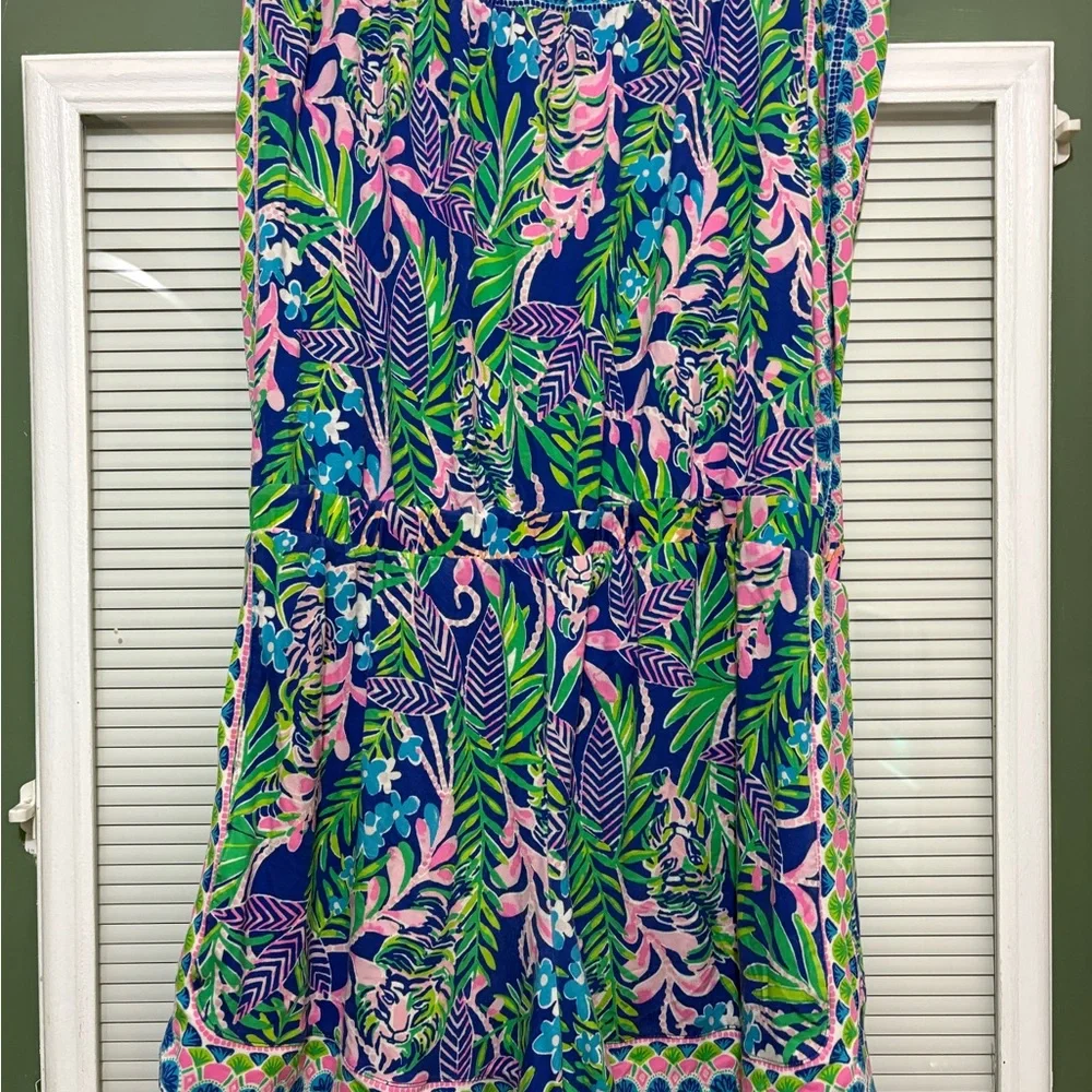 Lilly Pulitzer Strapless Rikki Tropical Floral Tiger Print Romper - Picture 8 of 11